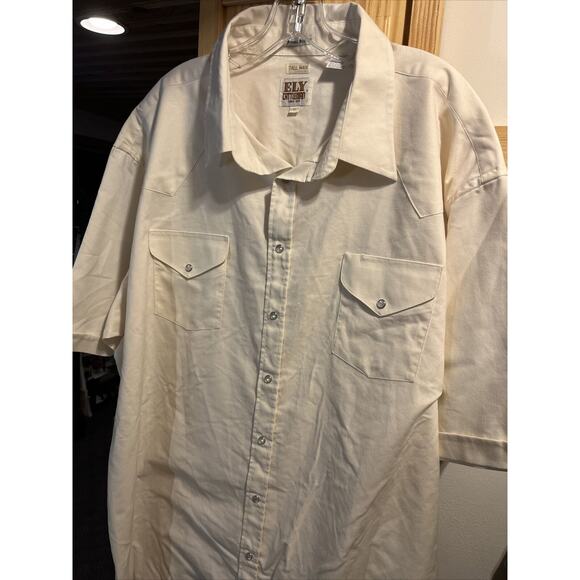 Ely Cattleman Vintage Men’s 20 White Cotton Blend Pearl Snap Western Shirt - Picture 2 of 12